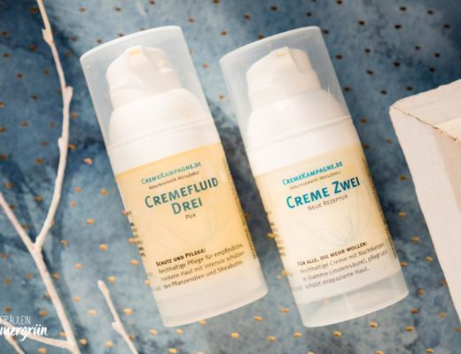 Cremekampagne Cremefluid Drei und Cremekampagne Creme Eins – reizarme, vegane, natürliche Gesichtspflege für sensible Haut